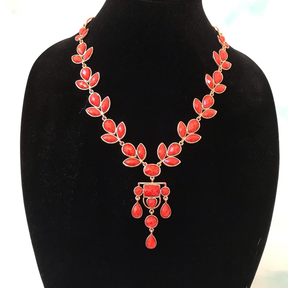 Amrita Singh Orange Stone Statement Necklace - image 1